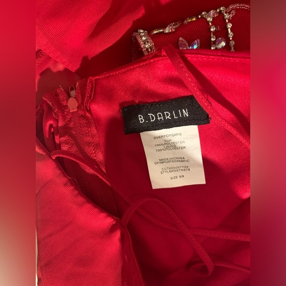 Two-piece red dress - bedazzled, halter, flowy bottom - Picture 7 of 11